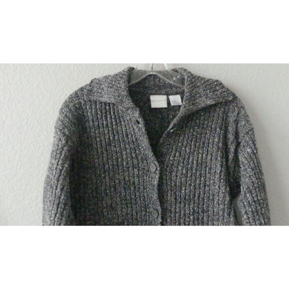 Vtg Partners Tweed Button Front Cardigan Pockets Oversize Size Small - Picture 3 of 9